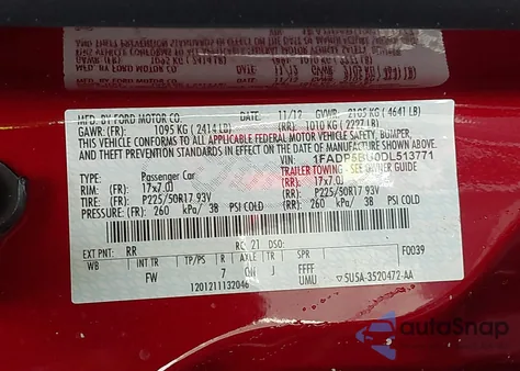 2013 Ford C-Max Hybrid Sel from USA, damaged, VIN 1FADP5BU0DL513771